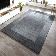 THEKO Wollteppich THEKO "Gabbeh Super, Handweb, auch als Läufer erhältlich reine Wolle" Gr. 7, grau (grau, blau), B:240cm H:9mm L:340cm, Wolle, Teppiche, Schlafzimmer, Wohnzimmer, Esszimmer, auch als Bettumrandung, Topseller