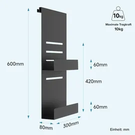 doporro Duschablage ohne Bohren, Duschregal ohne Bohren 2 Ebenen, Duschablage zum Hängen für Glasduschtüren, Duschkorb Sandschwarz, Oryne-01