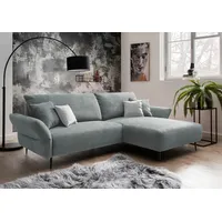 Ecksofa INOSIGN "Amarena L-Form", grün (mint), B:286cm H:96cm T:178cm, 100% Polyester, Sofas, inklusive Armlehnenverstellfunktion, 4x Zierkissen gratis