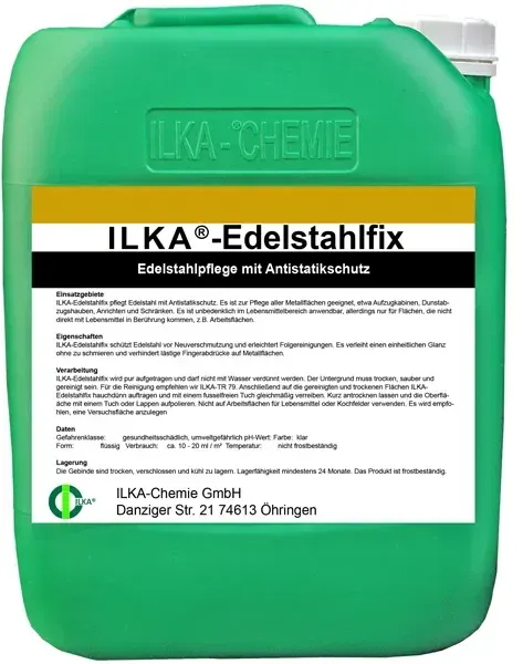Edelstahlreiniger ILKA Edelstahlfix 30 L Edelstahlpflege mit Antistatikschutz