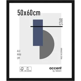 Accent by Nielsen Bilderrahmen, 50 x 60 cm, Aluminium, Schwarz matt, Posterrahmen zum Aufhängen im Hoch- & Querformat, Echtglas, Star
