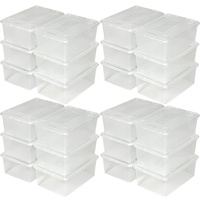 tectake Schuhbox mit Deckel stapelbar transparent Aufbewahrungsbox | 33x23x12cm | - Diverse Mengen - (4X 6er Set | Nr. 402006)
