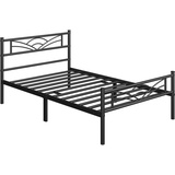 Yaheetech Bettrahmen Metallbett Gästebett Bettgestell aus Metall, Modern Jugendbett mit Lattenrost, für Schlafzimmer Gästezimmer 90 x 200 cm/Schwarz