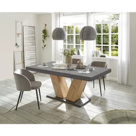Mäusbacher Esstisch Holzwerkstoff, V-Form ausziehbar Elena 180x90x76 Asteiche/Graphit 13989-180 - Grau/Braun