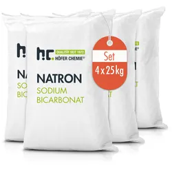 4x 25 kg Natron Backsoda Natriumhydrogencarbonat in Lebensmittelqualität - der perfekte Haushaltshelfer