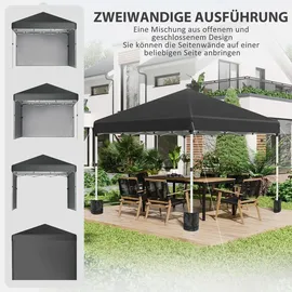 Outsunny Faltpavillon 3 x 3 m inkl. 2 Seitenteile Schwarz