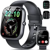 QCOQ Smartwatch Herren Damen, 1.91" HD Smartwatch Damen mit Telefonfunktion, Smart Watch Fitnessuhr 110+ Sportmodi, IP68 Wasserdicht, Sportuhr mit Herzfrequenz Schlafmonitor Schrittzähler Schwarz Neu