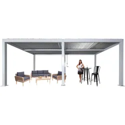 Pergola MCW-L46, Gartenpavillon Lamellen-Pavillon, 11cm-Aluminium-Gestell, Regenrinne sturmfest, 3x6m ~ weiß