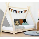 Kinderholzbett NAKANA in Form eines Tipis 90x190 cm Unlackiert - Beige