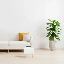 Relaxdays Hocker mit Stauraum, Kunstleinen-bezug, gepolstert, Holzbeine, Fußhocker mit Deckel, Hbt 40x40x40 cm, grau