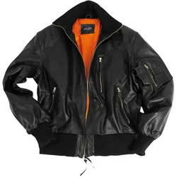 Mil-Tec BW Flieger, Lederjacke - Schwarz - 50