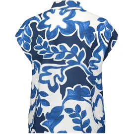 Betty & Co Hemdbluse mit Print Blau/Weiß 46