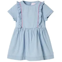 vidaXL Druckkleid Kinderkleid mit Rüschen Hellblau 116 blau