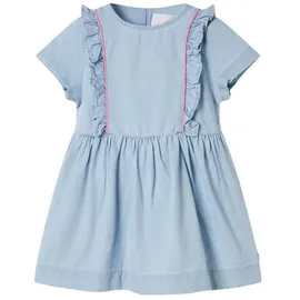 vidaXL Druckkleid Kinderkleid mit Rüschen Hellblau 116 blau