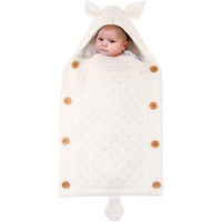Baby Schlafsack Neugeborene Kinderwagen Decke Wickeldecke Wolle Kinderwagendecke Winter Dick Schlafsäcke für 0-6 Monate Jungen Mädchen (White)