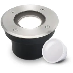 LED Bodeneinbaustrahler FLACH rund Edelstahl 230V IP67 - Leuchtmittel: 5W 4000K ...