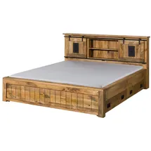 MASSIVMOEBEL24.DE Massivholzbett 160 x 200 cm Schubladen Beige