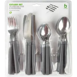 Edelstahl Besteckset 24-teilig Campingbesteck Camping Besteck Essbesteck grau No Size