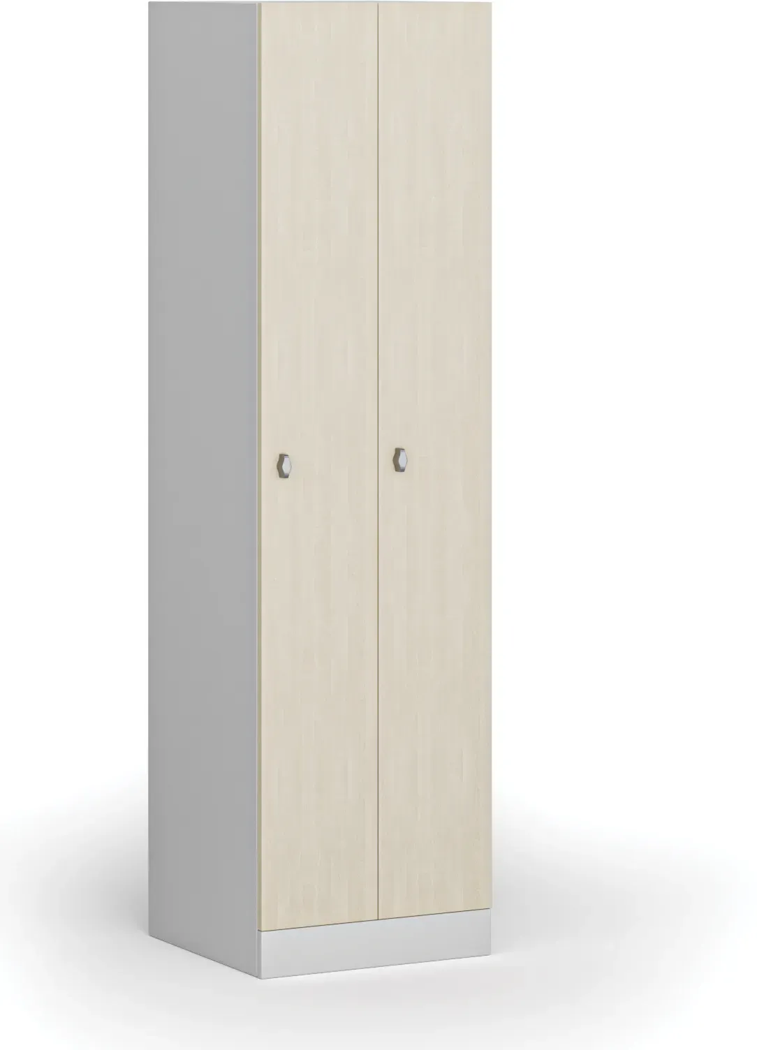 Metallspind S1, schmal, 2 Abteile, 1850 x 500 x 500 mm, zerlegt, Drehverschluss, laminierte Tür, Birke