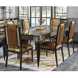 Casa Padrino Luxus Barock Esszimmerstuhl Set Gold / Schwarz - Handgefertigtes Küchen Stühle 6er Set - Barock Esszimmer Möbel - Edel & Prunkvoll