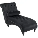 OKWISH Chaiselongue Chaiselongue-Couch mit Kupfernägeln, Loungesessel, Relaxstuhl, Liegesessel 1 Teile, Mit Lendenkissen schwarz