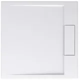 doporro Duschtasse Duschwanne 70x70x4 flach Mineralguss in Weiß DIN-Anschlüsse für bodenebene Montage geeignet Geoma04