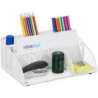 Relaxdays Schreibtisch-Organizer, 5 Fächer, Mesh Design, Metall, HBT: 10,5