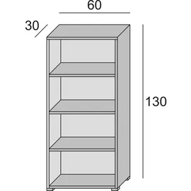 Dmora Bücherregal Weiß Eiche Holzwerkstoff, 30x130x60 cm, Wohnzimmer, -