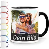 SpecialMe® Fototasse mit eigenem Bild personalisiert Fotogeschenke Tasse selber gestalten mit eigenem Foto und Text weiß-innen-schwarz standard