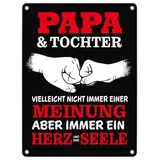 speecheese Papa & Tochter, ein Herz und eine Seele Metallschild in 15x20 cm mit Spruch in rot als schöne Dekoration für Papas Lieblingsplatz, um die Freundschaft zwischen Vater und Kind zu