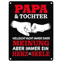 speecheese Papa & Tochter, ein Herz und eine Seele Metallschild in 15x20 cm mit Spruch in rot als schöne Dekoration für Papas Lieblingsplatz, um die Freundschaft zwischen Vater und Kind zu