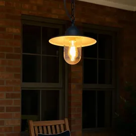 QAZQA Hängelampe Stahl/Glas IP44 E27 spritzwassergeschützt anthrazit