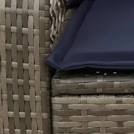 vidaXL Garten-Schaukelstuhl mit Kissen Grau Poly Rattan, Gartenstuhl, Gartensessel, Outdoor-Schaukelstuhl, Schaukelsessel, Schwingsessel