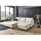 Atlantic Home Collection Ecksofa "Rekvik L-Form", beige (creme), B:227cm H:79cm, ATLANTIC HOME COLLECTION, Sofas, Ecksofa, mit Wellenunterfederung, Ottomane beidseitig montierbar