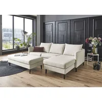 Atlantic Home Collection Ecksofa "Rekvik L-Form", beige (creme), B:227cm H:79cm, ATLANTIC HOME COLLECTION, Sofas, Ecksofa, mit Wellenunterfederung, Ottomane beidseitig montierbar