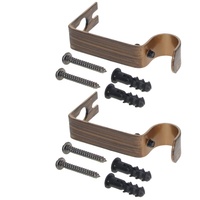 MroMax Gardinenstangen-Halterung aus Eisen, Einzelhalter für Gardinenstangen von 13–16 mm, 73 x 38 x 16 mm, Bronze, 2 Stück