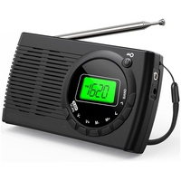 GelldG Kleines Radio Batteriebetrieben FM/AM/SW, Mini Tragbare Radios Radio schwarz