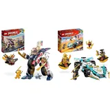 LEGO 71792 NINJAGO Soras transformierender Mech-Bike-Renner & 71791 NINJAGO Zanes Drachenpower-Spinjitzu-Rennwagen