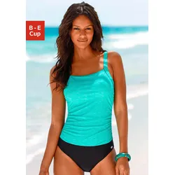 Badeanzug KANGAROOS, Damen, Gr. 50, Cup E, grün (türkis, bedruckt), Polyamid, Badeanzüge, Shaping-Einsatz vorn, Softcups, Unterbrustgummi, verstellbare Träger