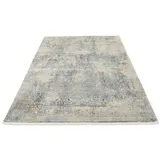 OCI DIE TEPPICHMARKE Teppich OCI DIE TEPPICHMARKE "BESTELLER CAVA", blau, B:80cm H:8mm L:200cm, Viskose, Teppiche, Teppich, Glanz Viskose, mit Fransen, Hoch Tief Struktur, Vintage, Wohnzimmer