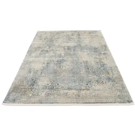 OCI DIE TEPPICHMARKE Teppich OCI DIE TEPPICHMARKE "BESTELLER CAVA", blau, B:80cm H:8mm L:200cm, Viskose, Teppiche, Teppich, Glanz Viskose, mit Fransen, Hoch Tief Struktur, Vintage, Wohnzimmer