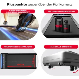 Sportstech Laufband sWalk Lite | LED-Feedback | 1-6 km/h Geschwindigkeit - Schwarz