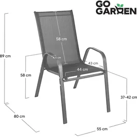 Zolta Metall-Gartenstühle Stapelstuhl 55 x 80 x 89 cm rosa 4 St.