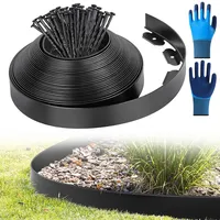 Flexible Rasenkante Kunststoff, mit 50 Erdanker, Beetumrandung Kunststoff, Länge 10m Höhe 5cm (10M*5CM, Schwarz)