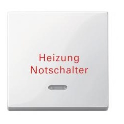 Merten Wippe mit Kontrollfenster und Aufdruck Heizungsnotschalter, System M (polarweiß glänzend)