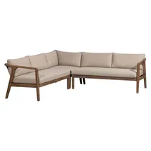 Woood Biam Garten Loungeset Akazienholz, Natur/Sand - Transparent/Grau