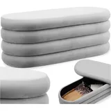 tectake® Sitzbank mit Stauraum, Sitzhocker, Hocker mit Stauraum, Pouf, Polsterhocker, Sitztruhe, Truhe mit Deckel, Truhenbank mit Stauraum, Möbel Wohnzimmer, 110 x 45 x 42 cm - Samtoptik grau