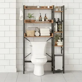 Relaxdays Toilettenregal 3 Ebenen mit Seitenablage Weiß