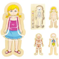 WOODENFUN Mein Körper Puzzle für Kinder 3-5, Montessori Anatomie Spiel Set, Schichtpuzzle für Vorschulkinder und Kinder ab 3 Jahren (Mädchen)