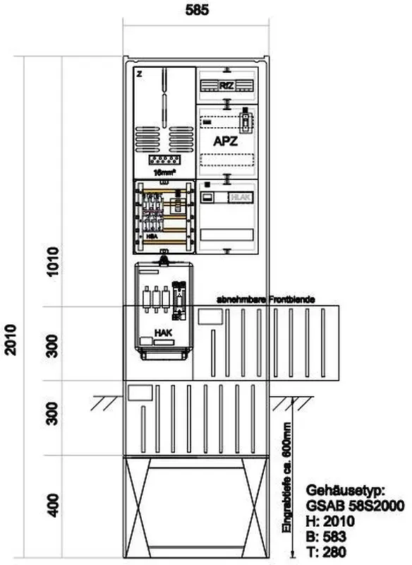 GSAB Elektrotechnik Zähleranschlußsäule Zäh#02.00.1P11APZRfZ
